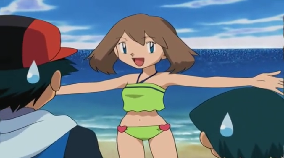 May decided to wear her two-piece swimsuit this time.