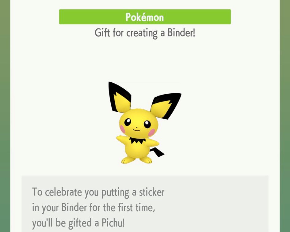 First Mystery Gift For Pokemon Home Now Live Get Pichu By Placing A Sticker In Your Binder Pokemon Blog