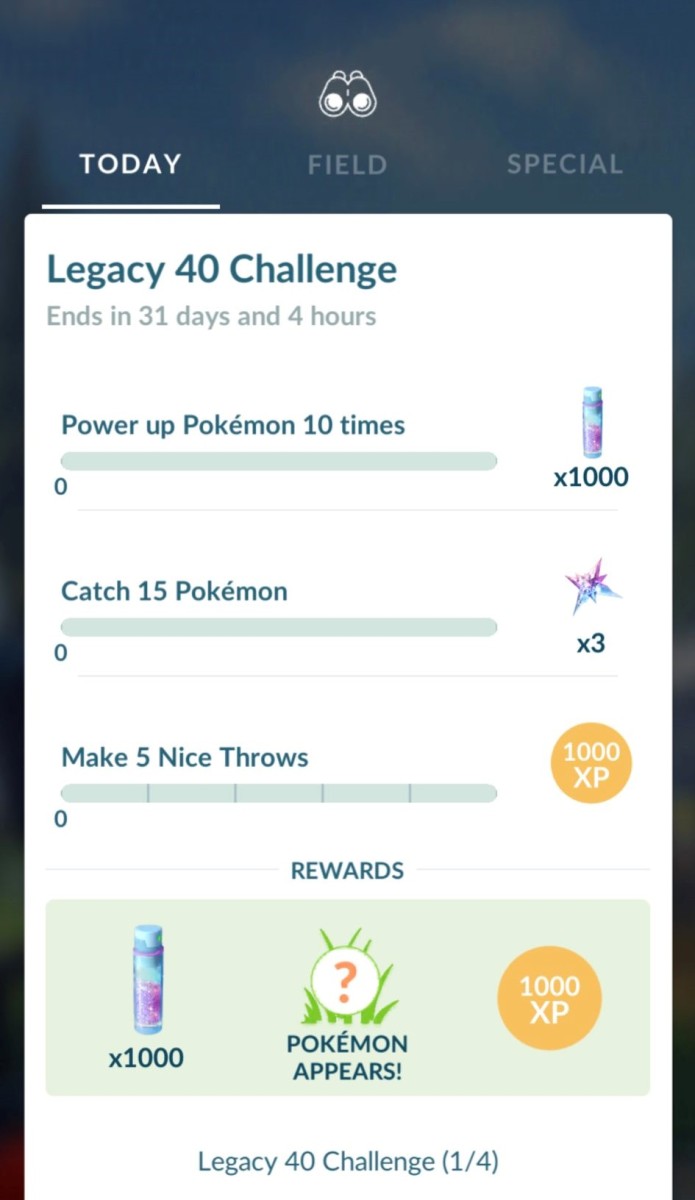 New Legacy 40 Challenge Timed Research Now Available For All Level 40 Pokemon Go Players Pokemon Blog